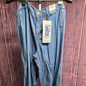 Rewash Effortless A-Line Wide Leg Denim Trousers Super High Rise